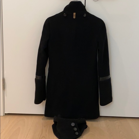 MACKAGE Wool Peacoat XXS, black with leather trim - Picture 7 of 10